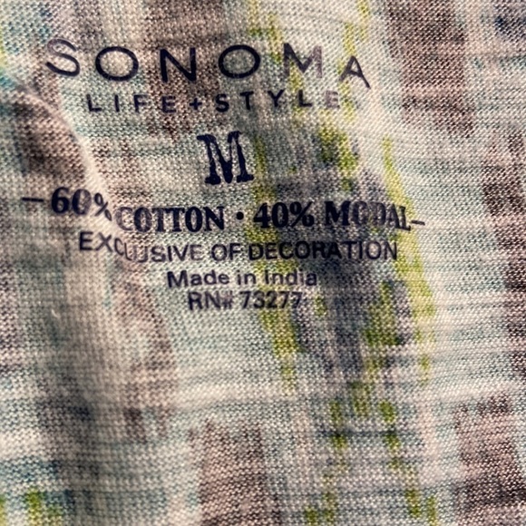 🦄 Sonoma lifestyle cap sleeve tie-Neck patterned top turquoise medium - Picture 7 of 9